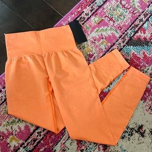 bright neon orange leggings